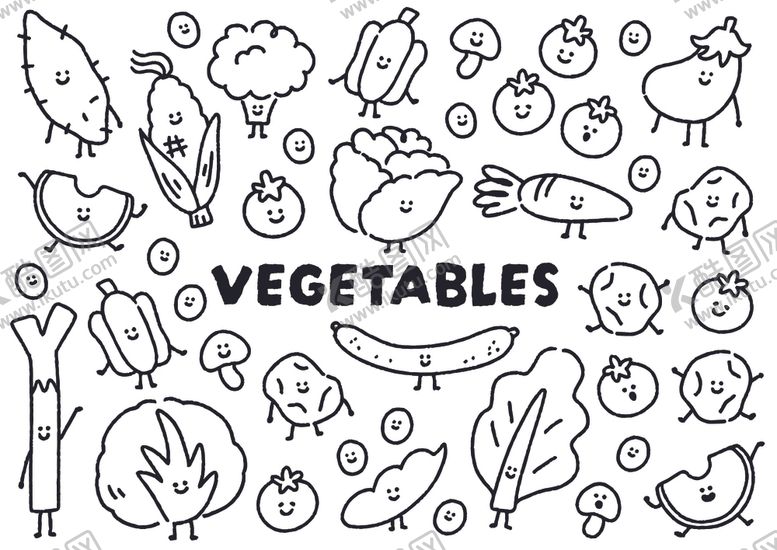编号：19613304010414178340【酷图网】源文件下载-蔬菜主题手绘图标集合