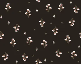 小碎花黑底手绘数码印