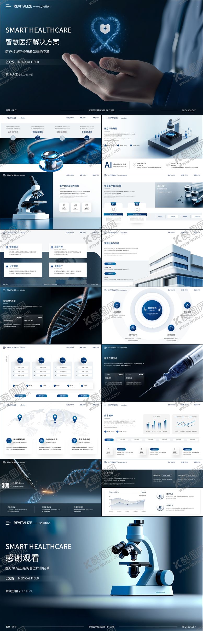 编号：11978911251846112097【酷图网】源文件下载-高端蓝色智慧医疗PPT模板