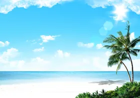  蓝天白云海边 