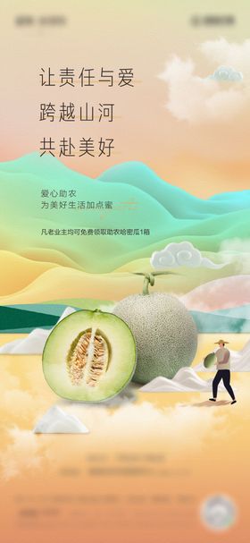 爱心助农哈密瓜水果海报