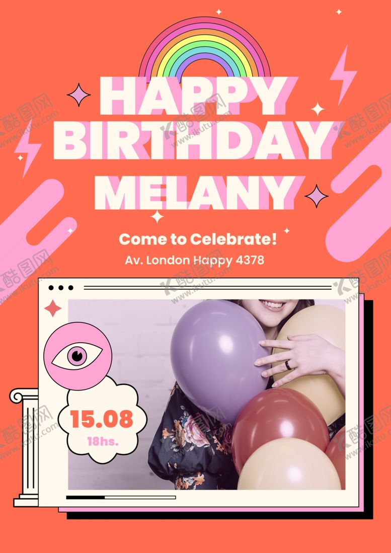 编号：58281412092037224134【酷图网】源文件下载-可爱风生日海报模板