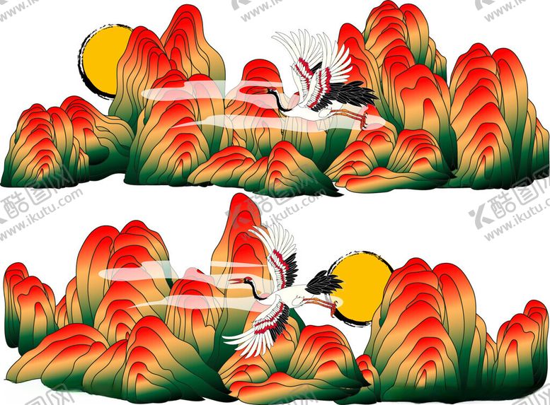 编号：70443904011344553313【酷图网】源文件下载-国风山水间的灵动飞鸟