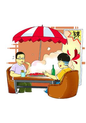 生活插画啤酒烧烤