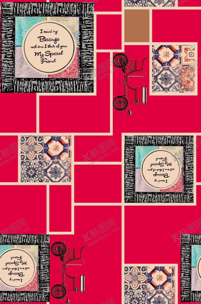 编号：12951409221334418898【酷图网】源文件下载-单车相框旗袍印花