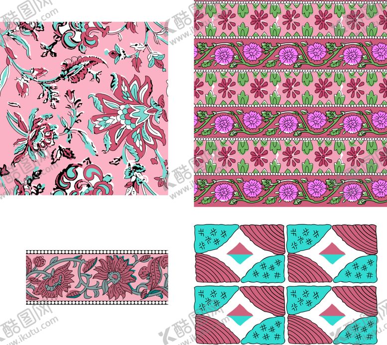 编号：57762504281435395611【酷图网】源文件下载-多彩几何花卉图案设计素材