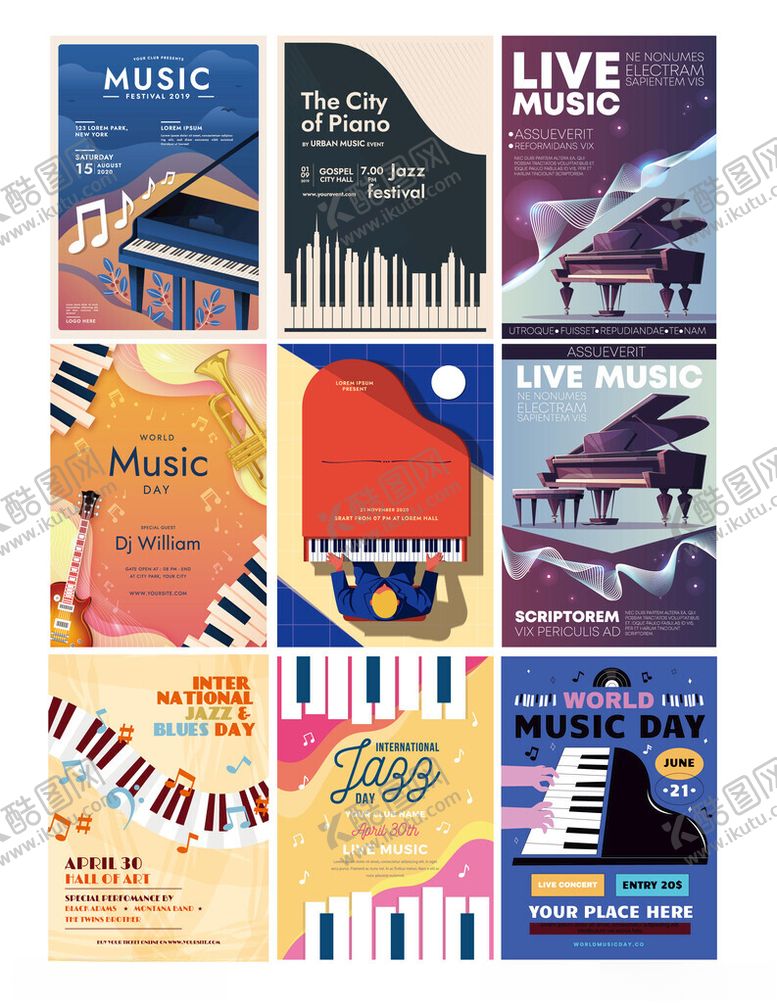 编号：45934704030127157840【酷图网】源文件下载-多样音乐海报展示