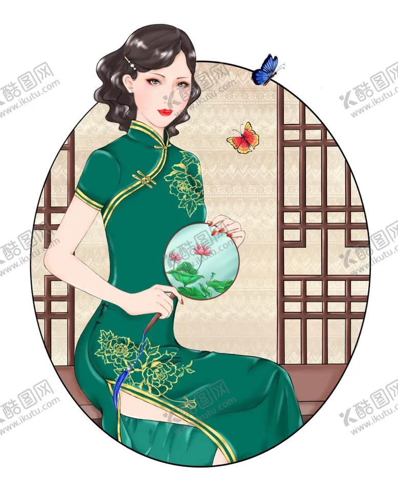 编号：91114606261027577641【酷图网】源文件下载-旗袍女子