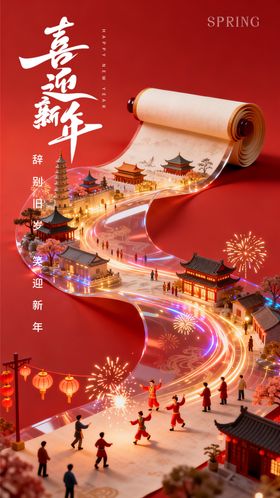 新年春节节日移动端海报