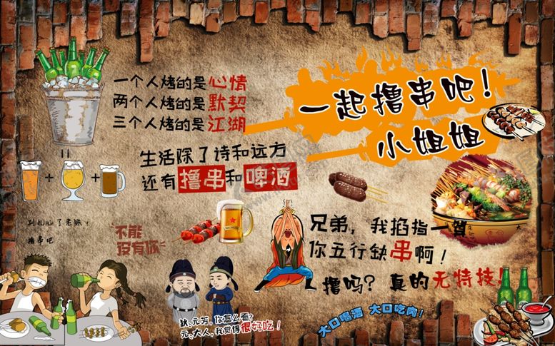 编号：10791107080333156617【酷图网】源文件下载-烧烤背景墙