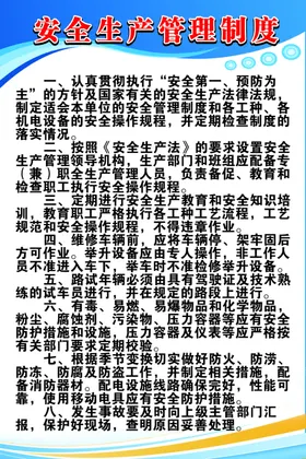 安全生产管理制度展板