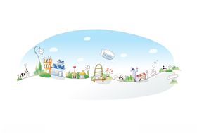 城市线条风景插画卡通