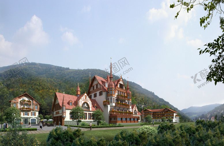 编号：77056710020639419777【酷图网】源文件下载-山下房屋建筑