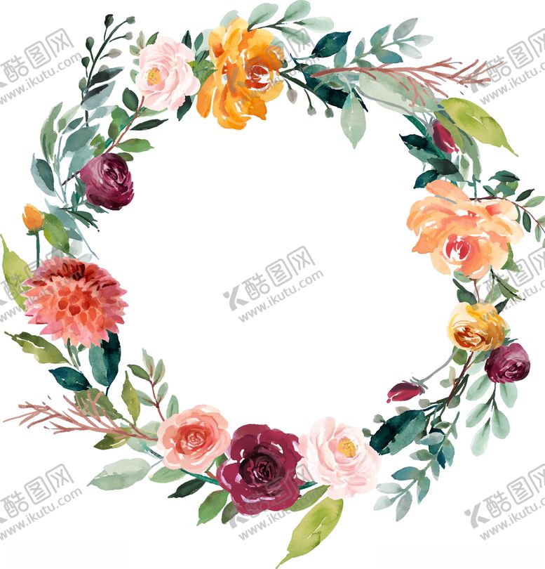 编号：63666010021949044741【酷图网】源文件下载-植物花环图案设计
