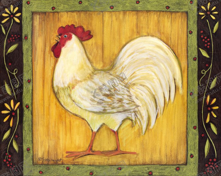 编号：35130609150852193111【酷图网】源文件下载-手绘插画公鸡海报招贴油画