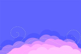 白云背景手绘卡通积