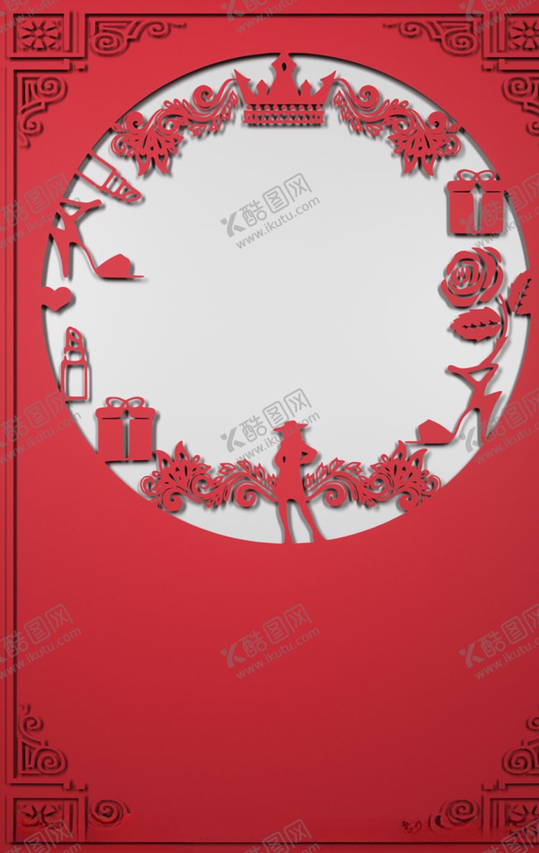 编号：14617410021109017116【酷图网】源文件下载-红色剪纸图案背景