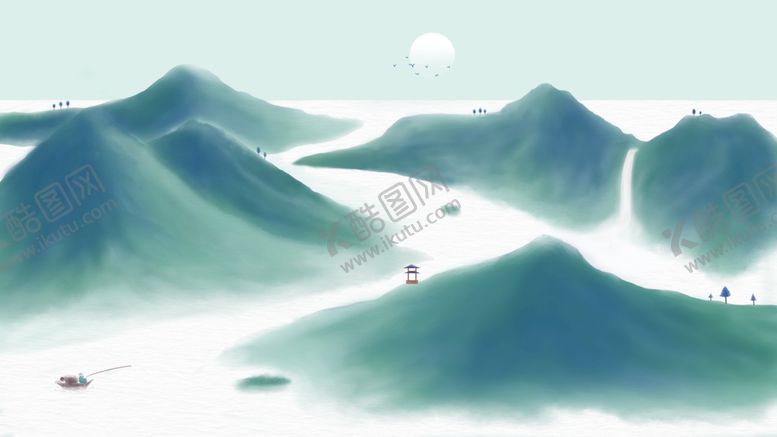 编号：82160310201640267286【酷图网】源文件下载-新中式水墨山水画