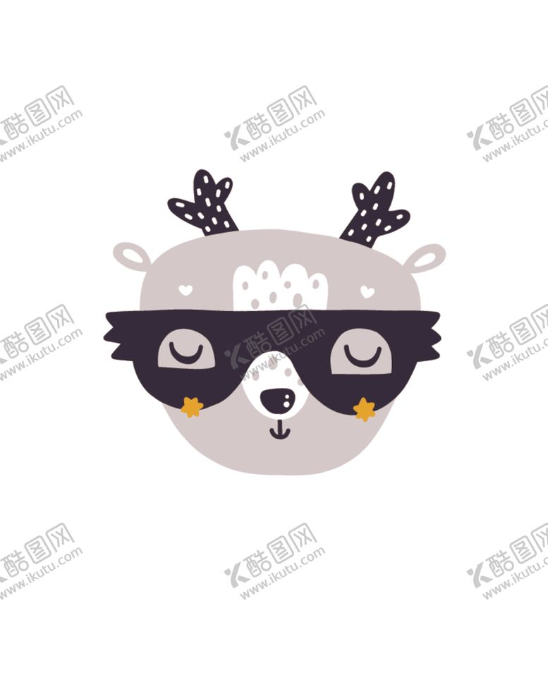 编号：55539307051215196420【酷图网】源文件下载-可爱森系呆萌动物插画