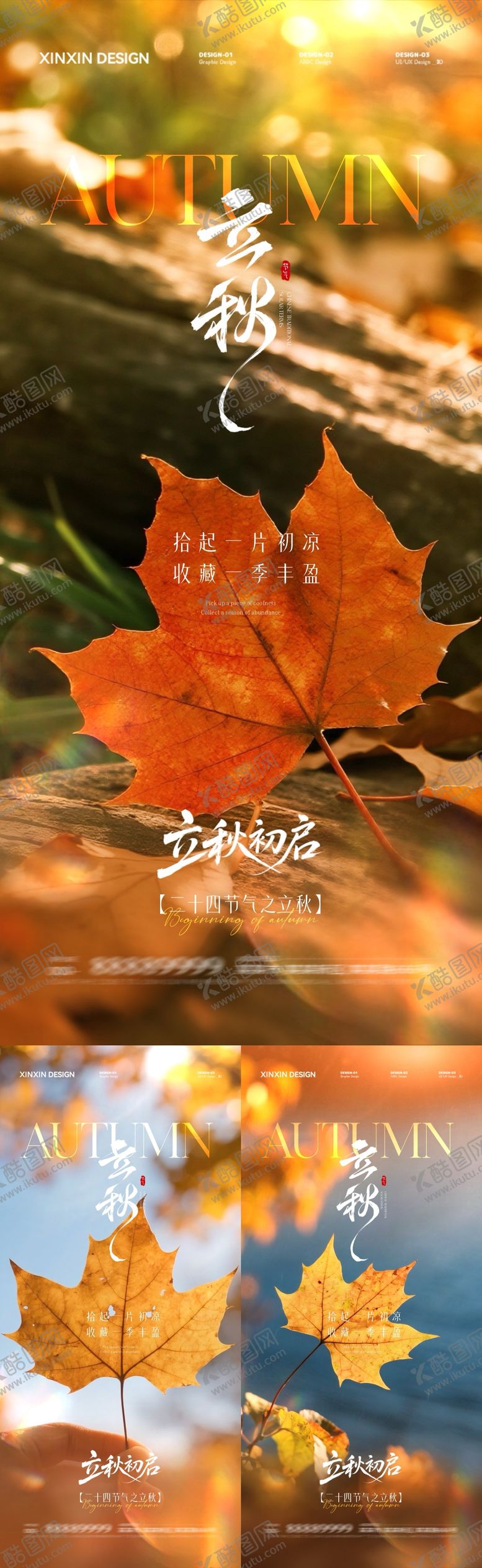 编号：54170907211429452220【酷图网】源文件下载-地产立秋节气枫叶系列海报