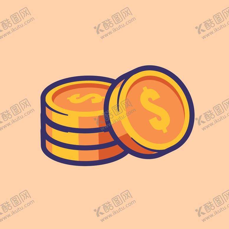 编号：85293502031104126436【酷图网】源文件下载-矢量卡通金币