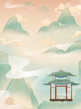 国潮中风宣传装饰画背景彩墨