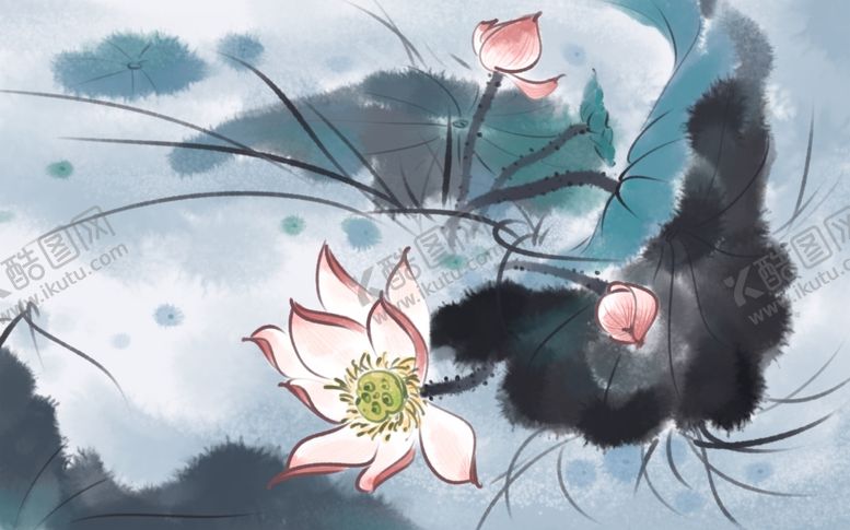 编号：14440810260133304163【酷图网】源文件下载-手绘荷花插画