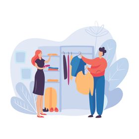 购物消费买衣服矢量插画