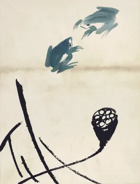齐白石国画中风怀古仰高古树