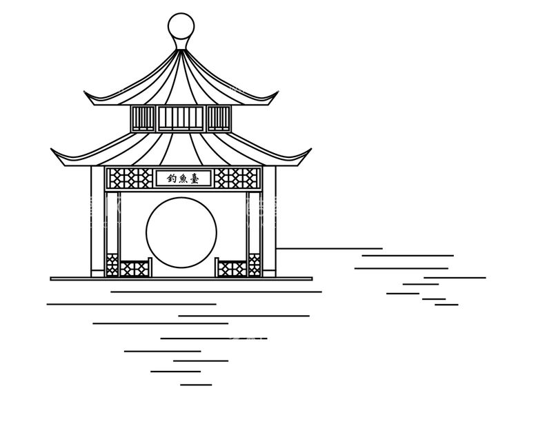 编号：75932809281526007658【酷图网】源文件下载-钓鱼台线稿