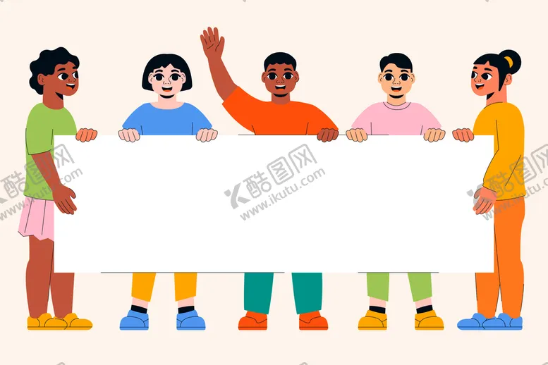 编号：12908409250914422307【酷图网】源文件下载-不同肤色人物手举海报