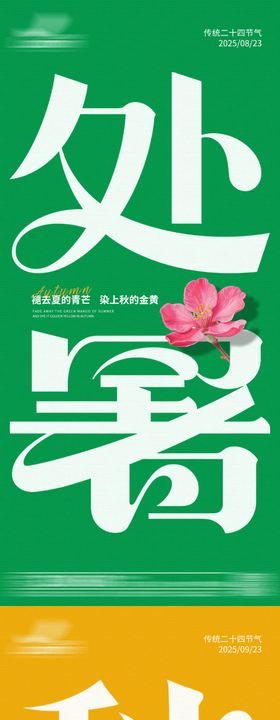 简约大字处暑秋分节气系列海报