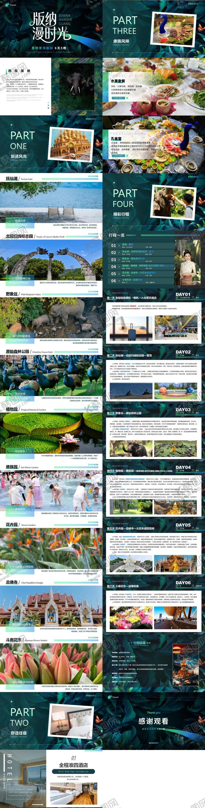 编号：89527901201512499619【酷图网】源文件下载-版纳漫时光昆明普洱西双版纳PPT