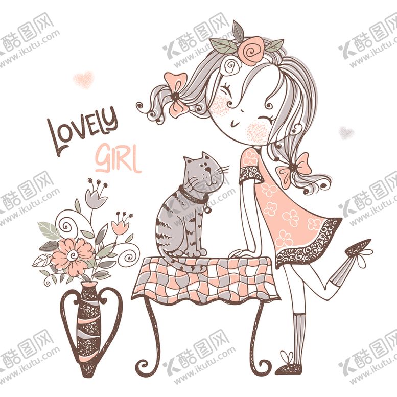 编号：71214009232133266729【酷图网】源文件下载-手绘可爱女孩