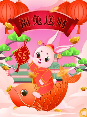 兔年贺岁布置海报