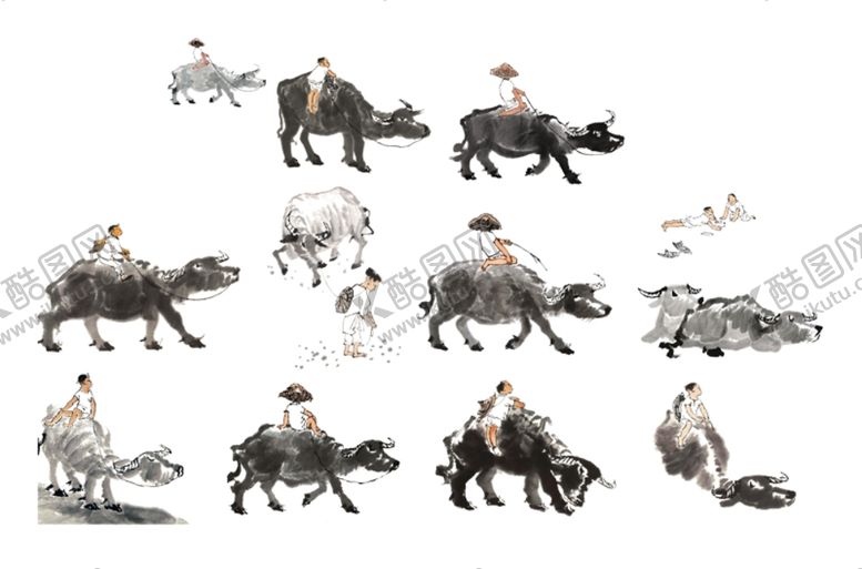 编号：95620009161401182681【酷图网】源文件下载-水墨水牛牧童