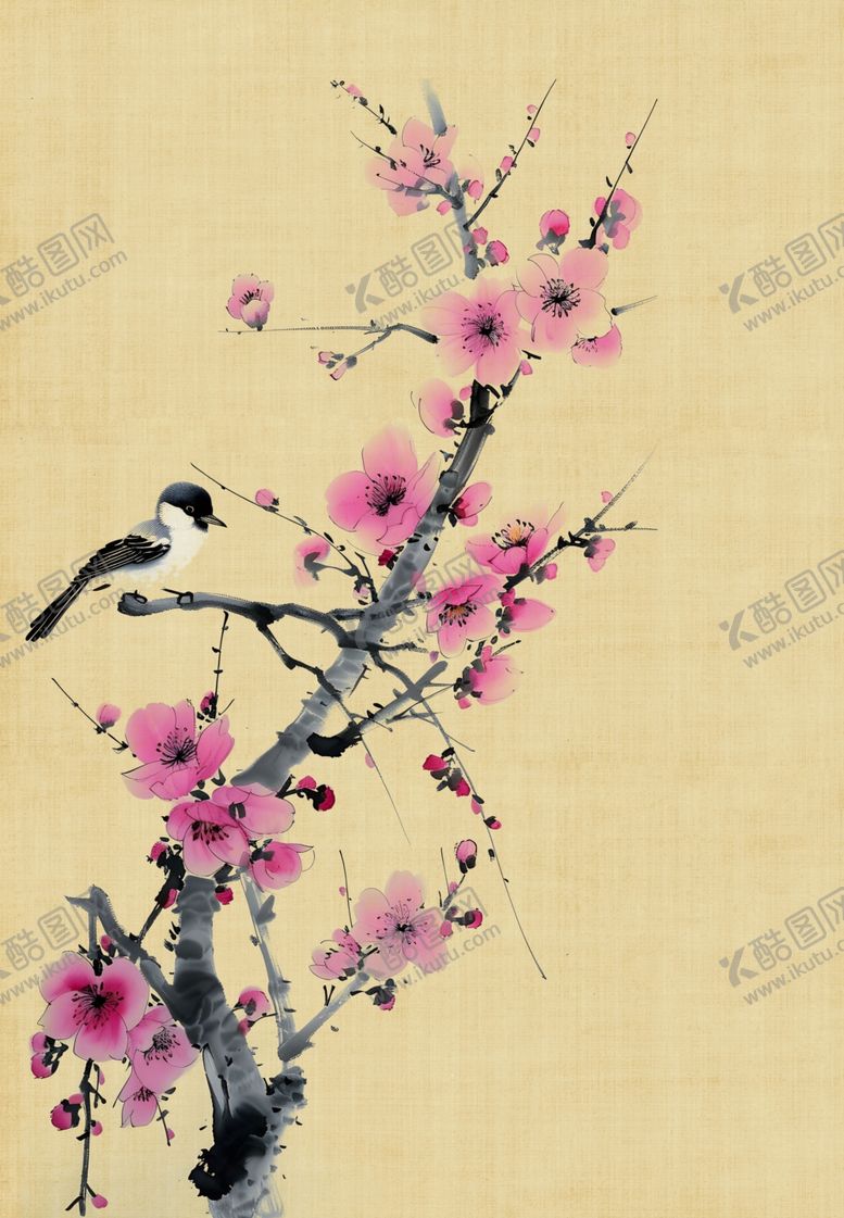 编号：82302301311446186836【酷图网】源文件下载-水墨花鸟画
