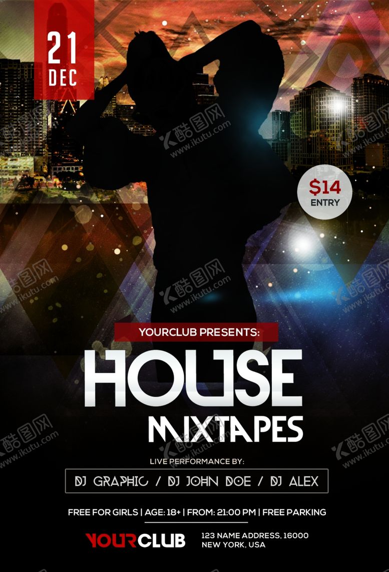 编号：60236810310208519906【酷图网】源文件下载-DJ海报音乐节创意前卫海报