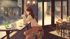 女性人物清新插画卡通背景素材