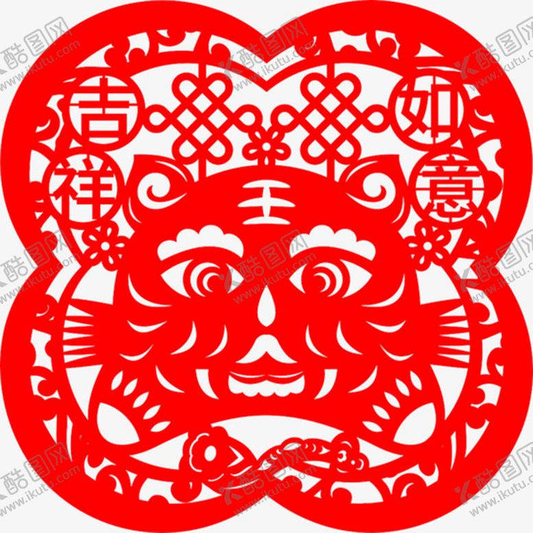 编号：43701909271746434517【酷图网】源文件下载-虎年剪纸窗花