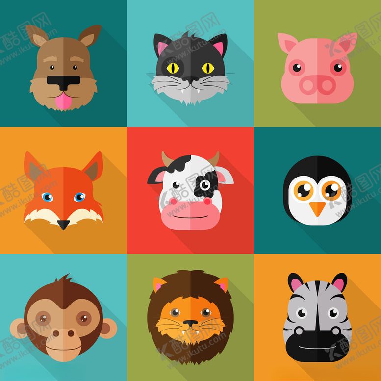编号：58627811010526022571【酷图网】源文件下载-可爱动物头像集合