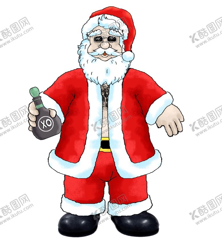 编号：36898309272313155151【酷图网】源文件下载-卡通圣诞老人酒鬼