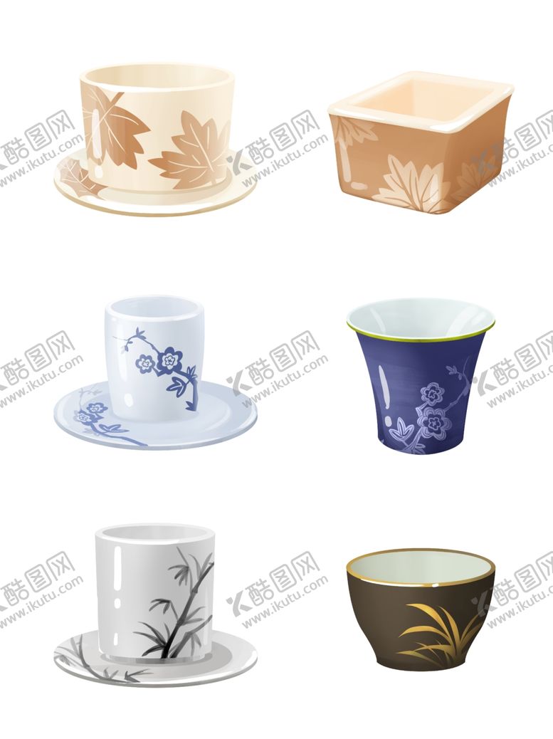编号：71516604162242254238【酷图网】源文件下载-多样精美陶瓷杯碟组合