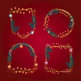 圣诞装饰花环边框素材