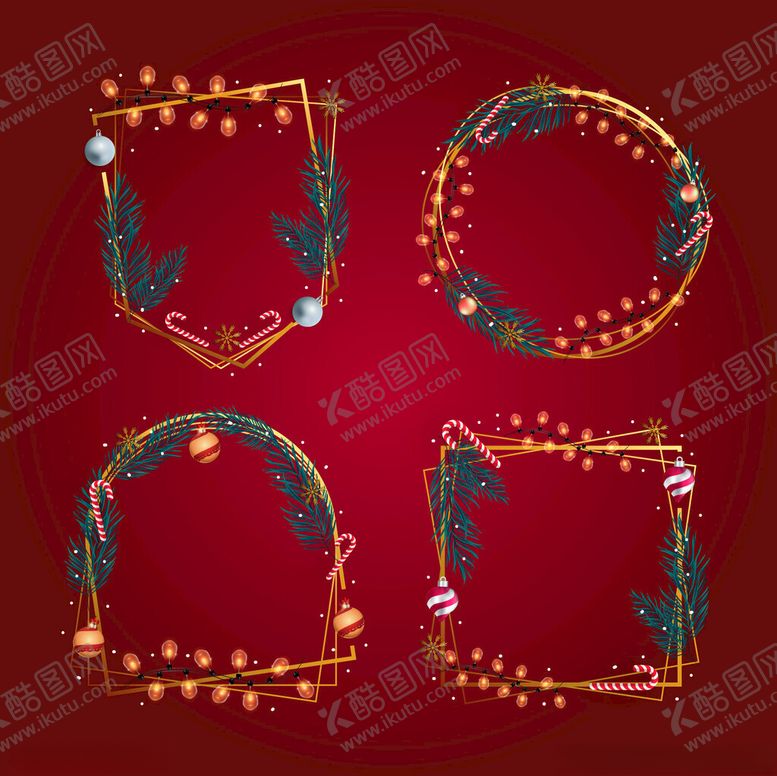 编号：54831411151211224974【酷图网】源文件下载-圣诞装饰花环边框素材