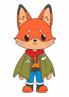 穿着服饰的可爱小狐狸