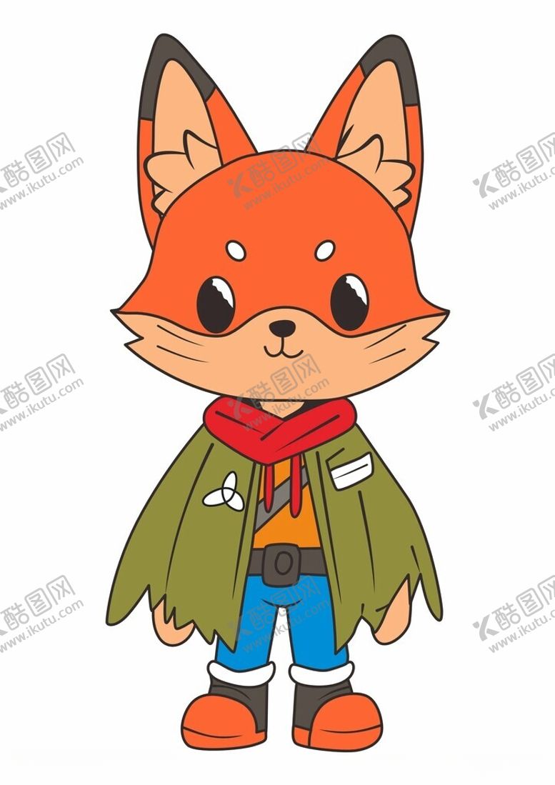 编号：46348204030317375200【酷图网】源文件下载-穿着服饰的可爱小狐狸