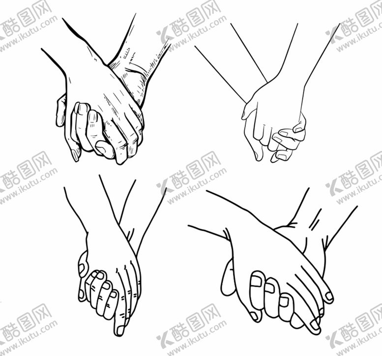 编号：74388910141956545323【酷图网】源文件下载-情侣牵手线描图