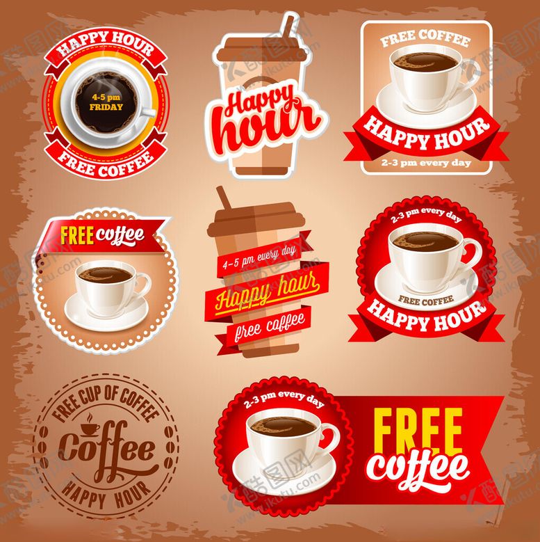 编号：84897704011453116640【酷图网】源文件下载-复古风咖啡主题标签设计