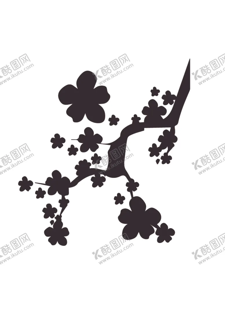 编号：62506501141514398481【酷图网】源文件下载-梅花枝黑白剪影